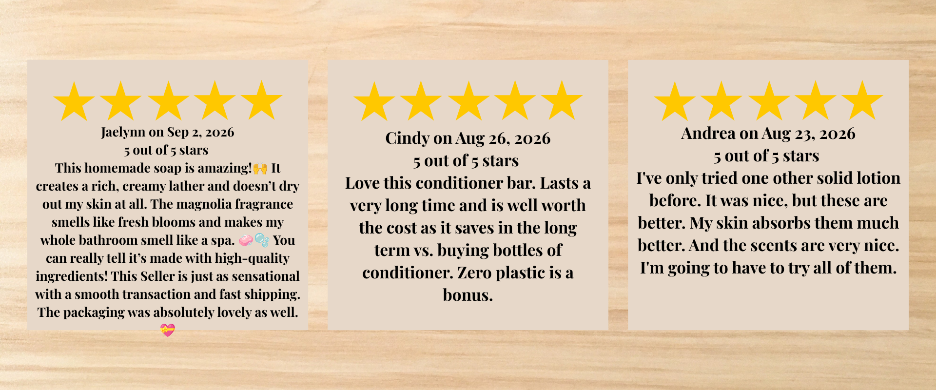 Five Star Reviews for Olive Blossom Soap Co.