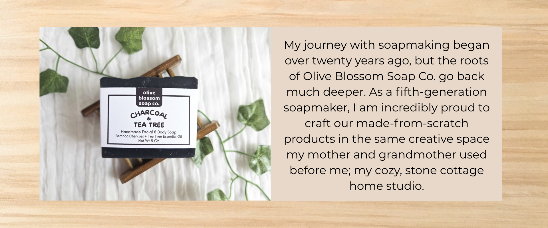 A small about section for Olive Blossom Soap Co.